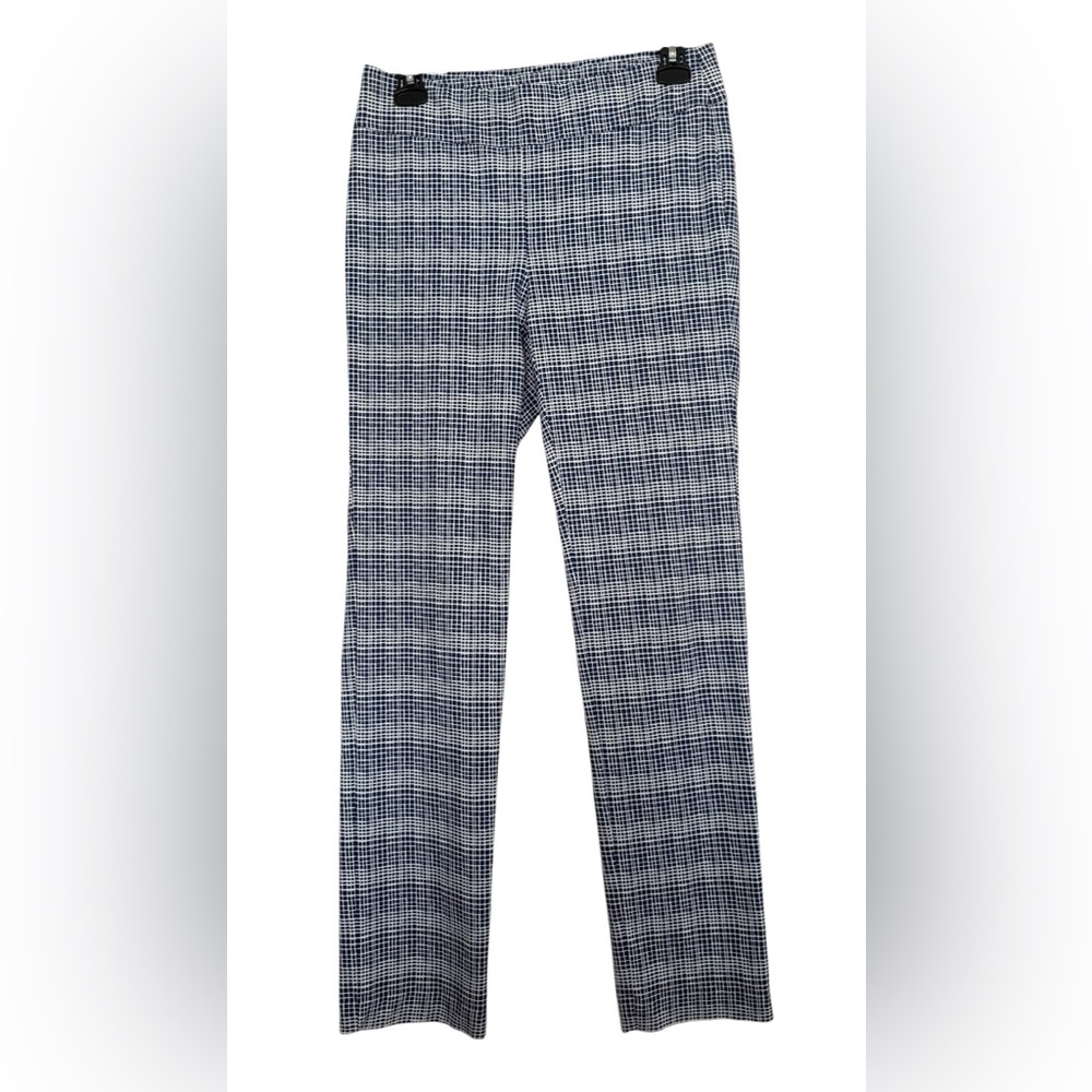 J. McLaughlin Women’s Sz 4 Maisie Pant Navy White Plaid Print Amelia Cloth